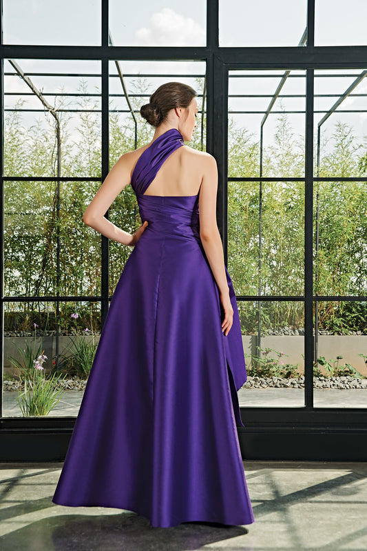 Square Pleated Organza Detail Gown