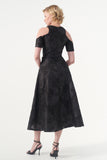 Cord Sleeves Jacquard Dress