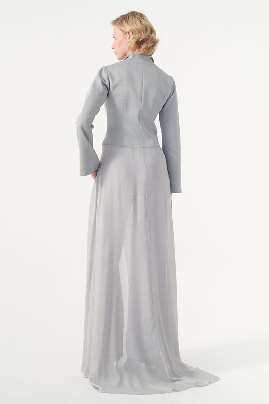Crop Jacket with Organza Overskirt