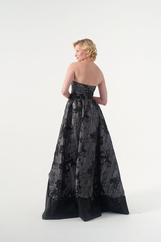 Jacquard and Taffeta Balloon Gown