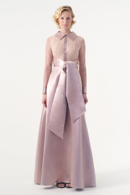 Lace And Taffeta Long Shirt Dress