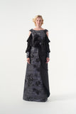 Bow Detail Jacquard And Mesh Gown