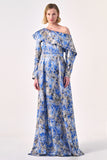Timeless Grace: asymmetrical off-shoulder neckline long Dress