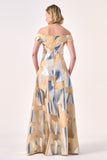 Contemporary Grace: The Off-Shoulder Geometric Gown