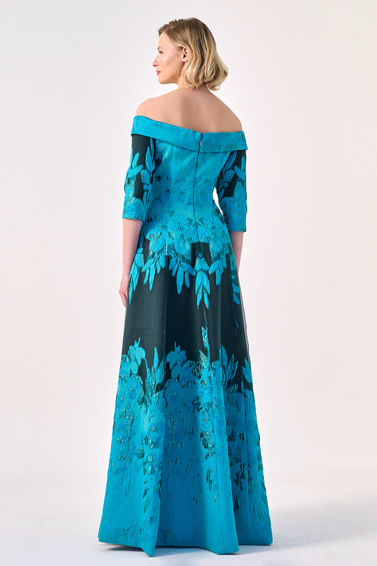 Refined Romance: The Off-Shoulder Embroidered Gown