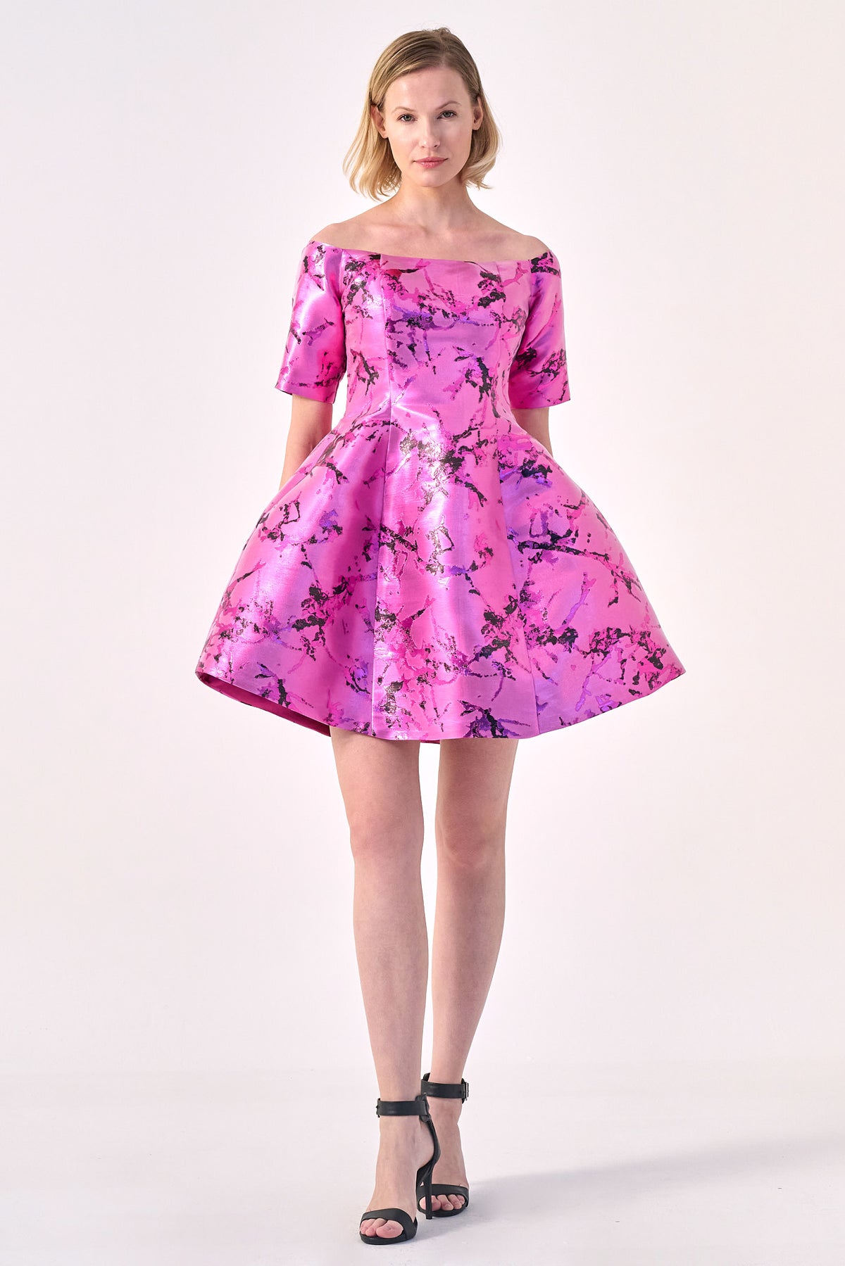 Modern Elegance: Off-Shoulder Structured Dress Fuchsia Modern Elegance: Off-Shoulder Structured Dress Fuchsia