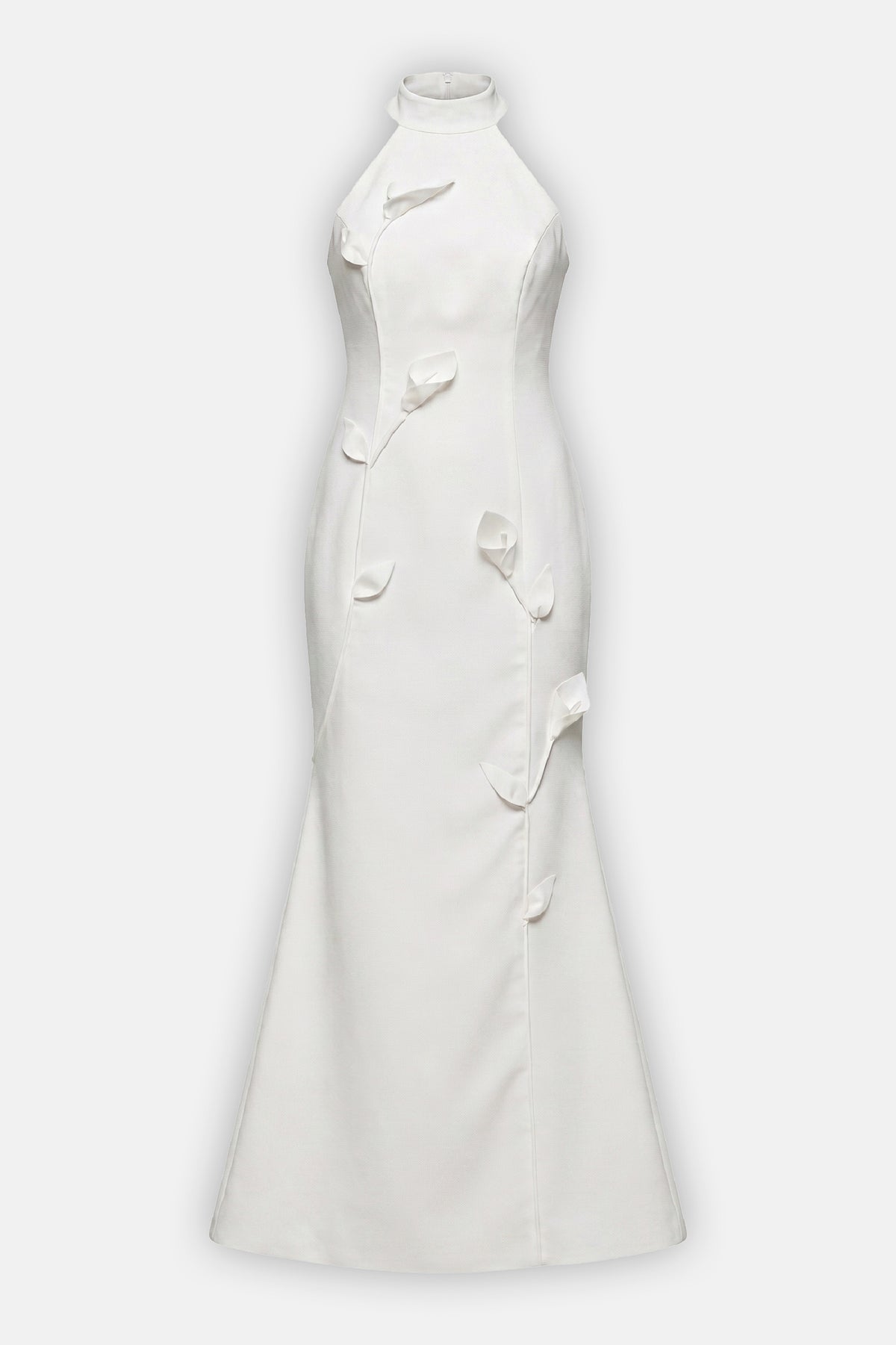 Sculpted Floral Halter Gown