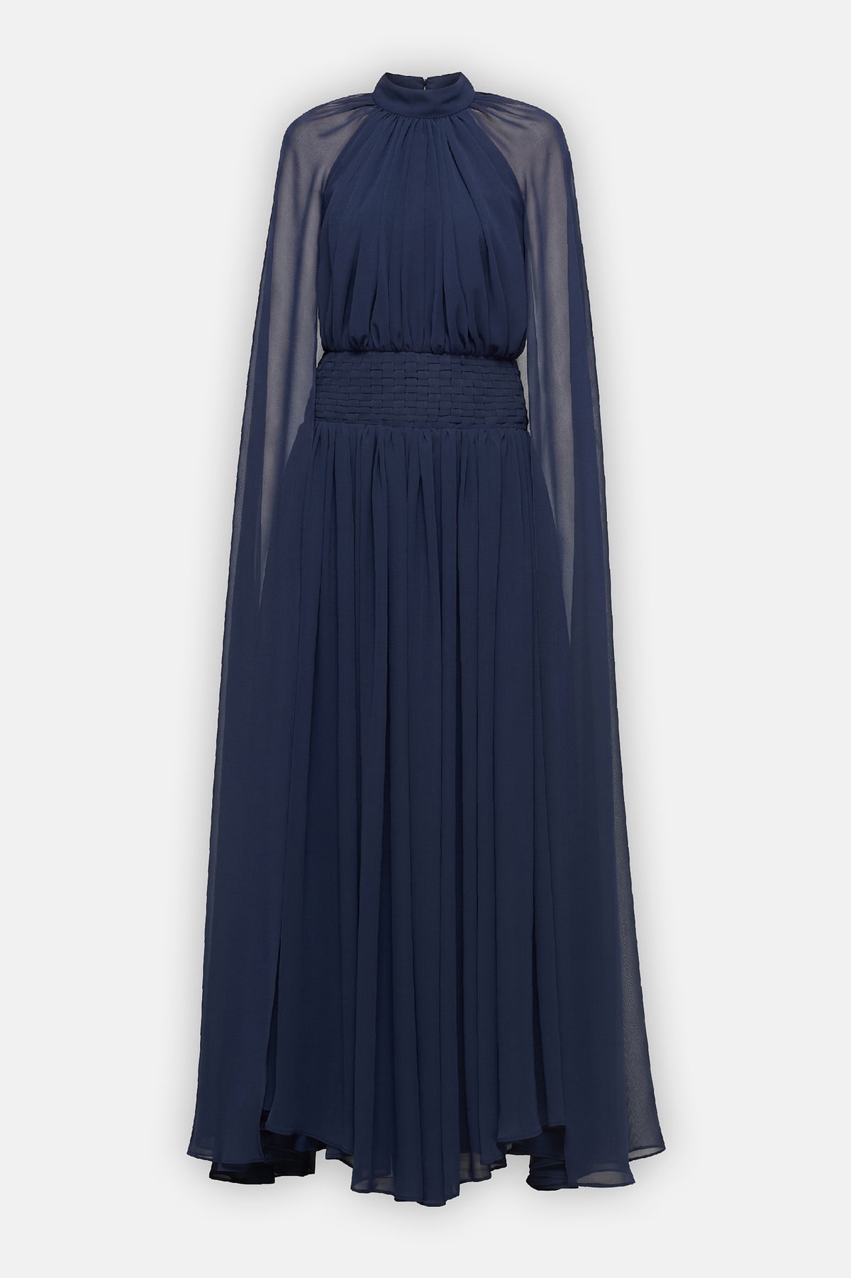Draped Cape-Sleeve Gown