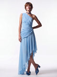 Asymmetric Draped Chiffon Gown