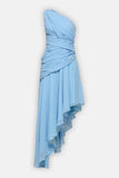 Asymmetric Draped Chiffon Gown