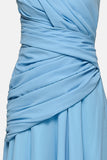 Asymmetric Draped Chiffon Gown