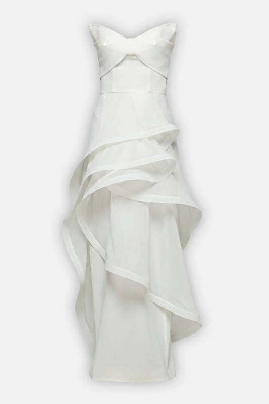 Sculpted Ruffle Strapless Gown
