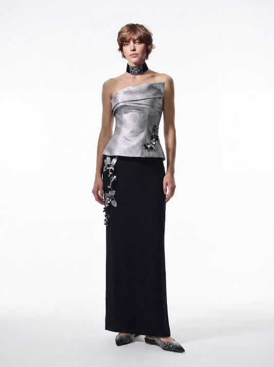Asymmetric Metallic Corset Gown