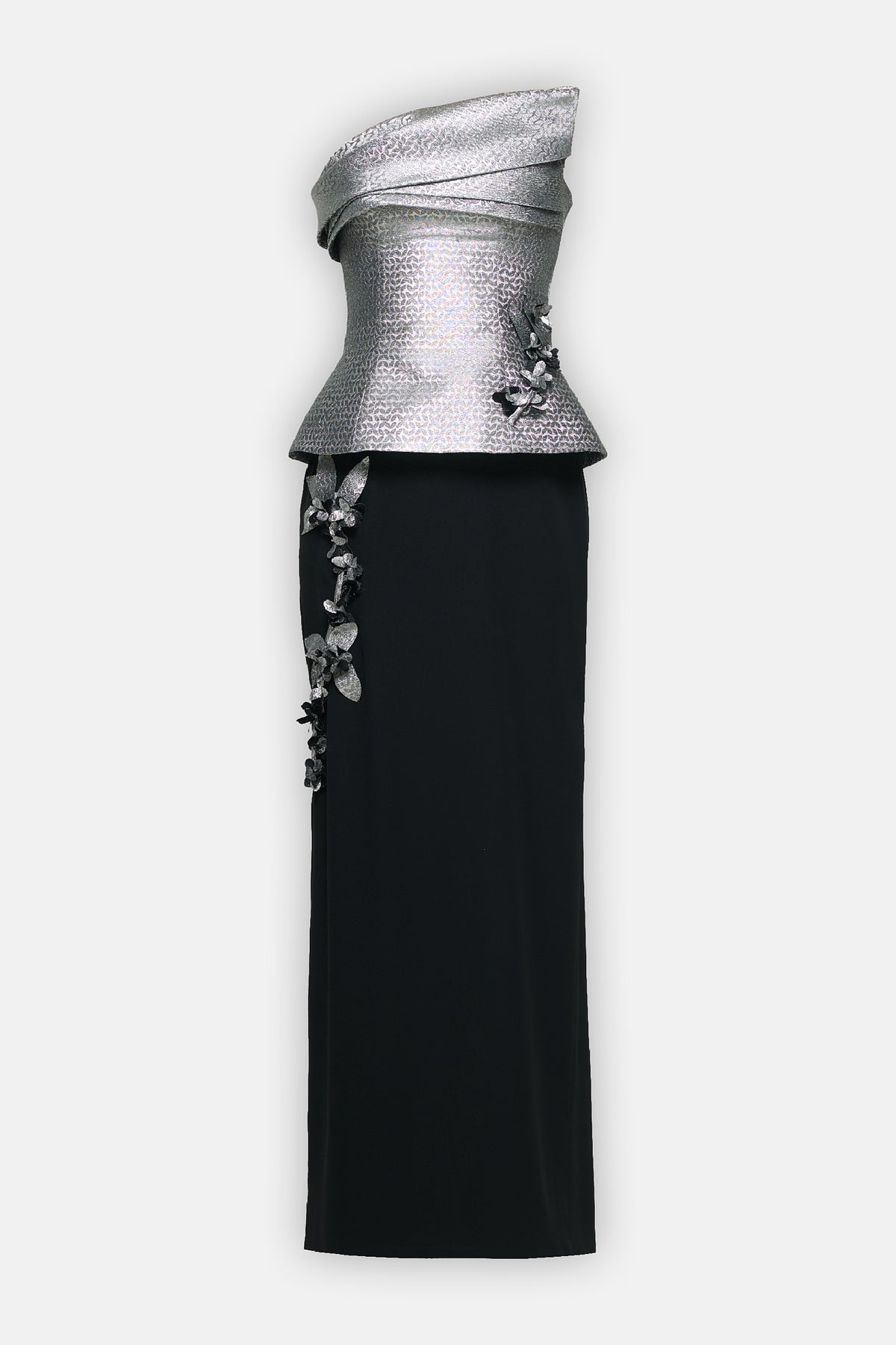 Asymmetric Metallic Corset Gown