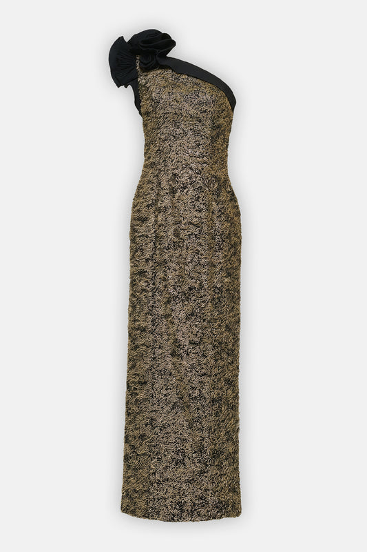 Statement Rosette One-Shoulder Gown