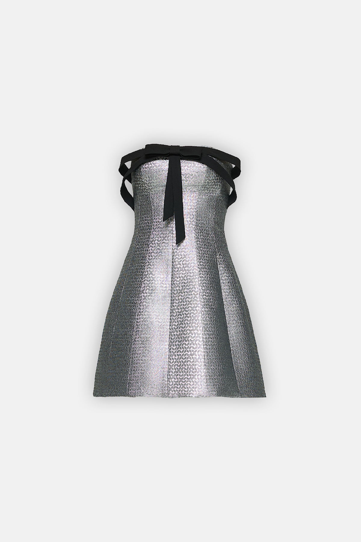 Bow-Trim Metallic Mini Dress