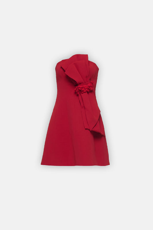 Strapless  Mini Dress with Bow Detail