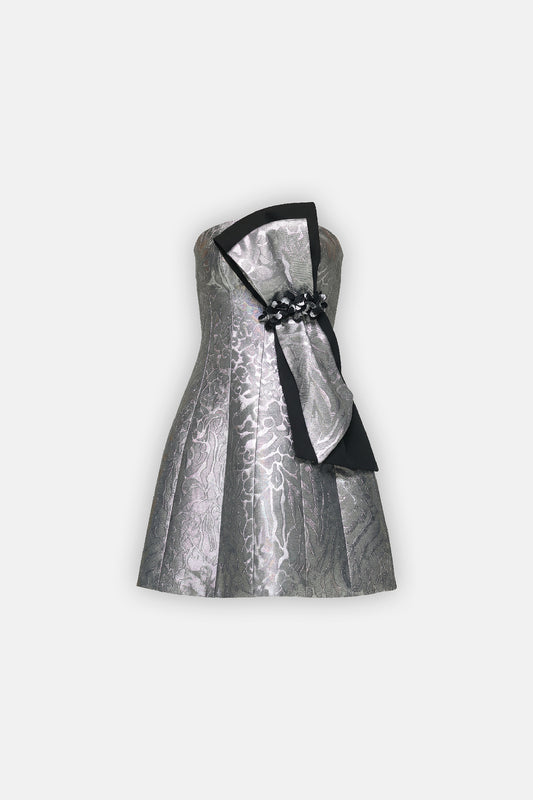 Sculpted Bow Jacquard Mini Dress
