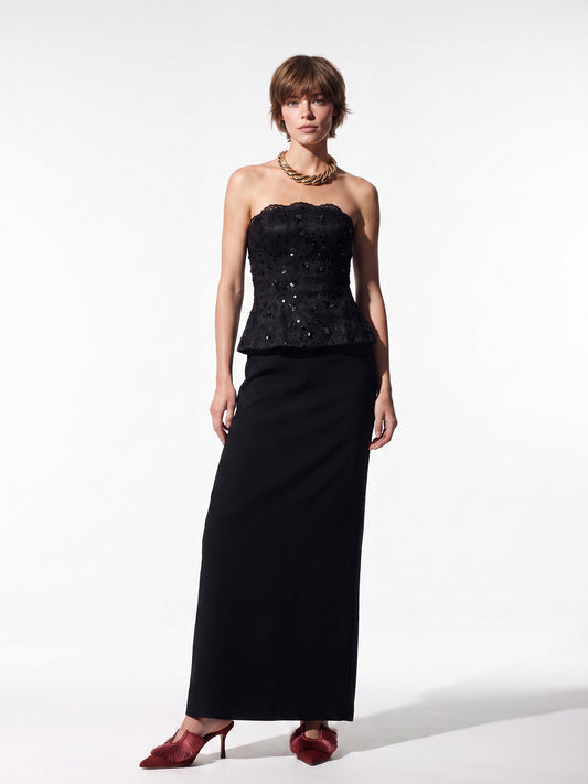 Embellished Peplum Column Gown