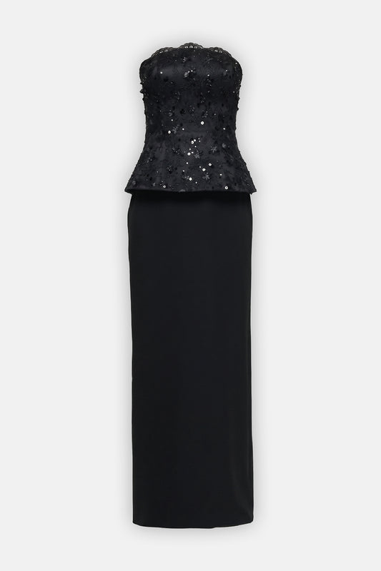 Embellished Peplum Column Gown
