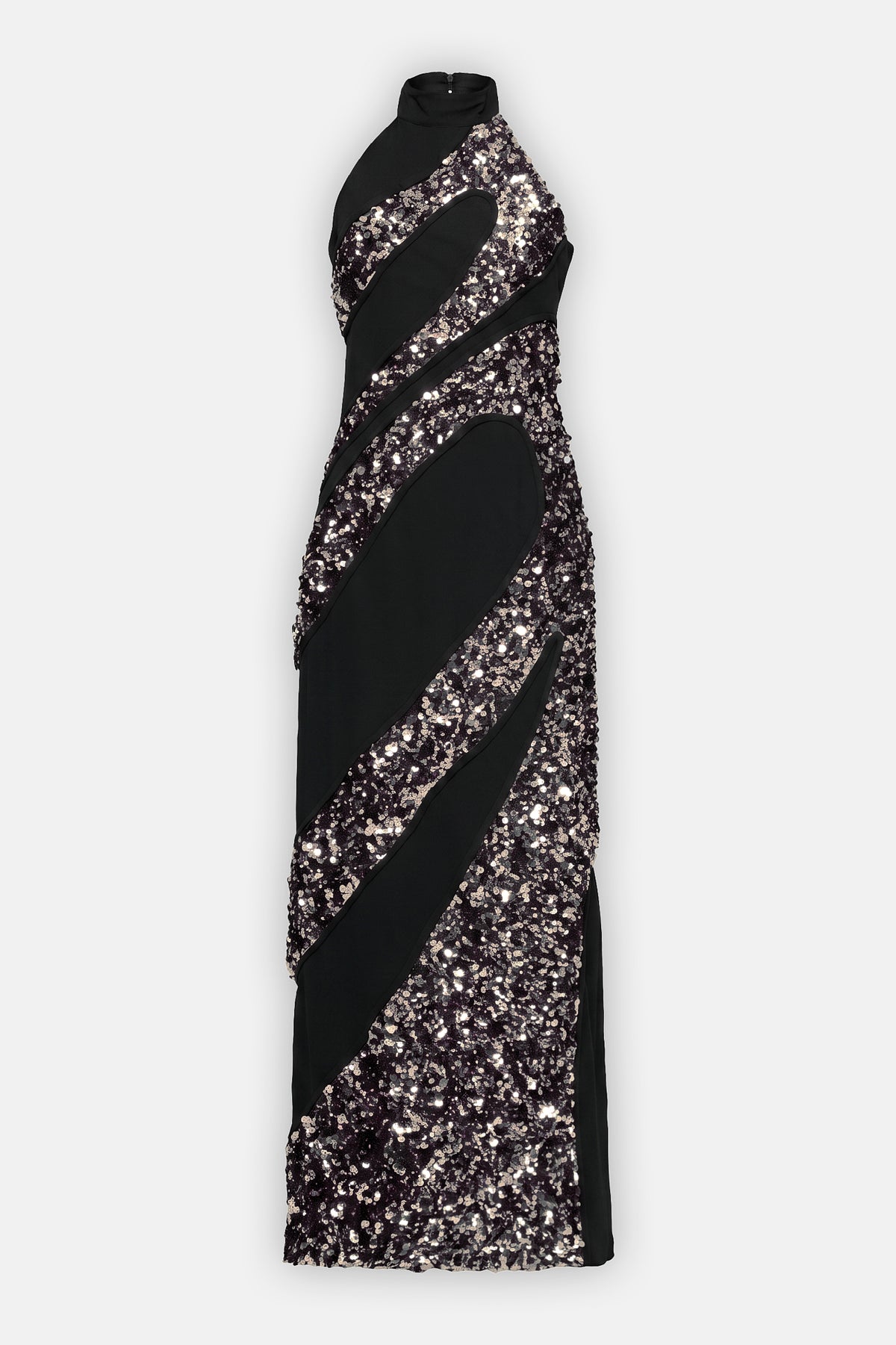 Sequin Wave Halter Gown
