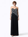 Floral Appliqué Pleated Gown