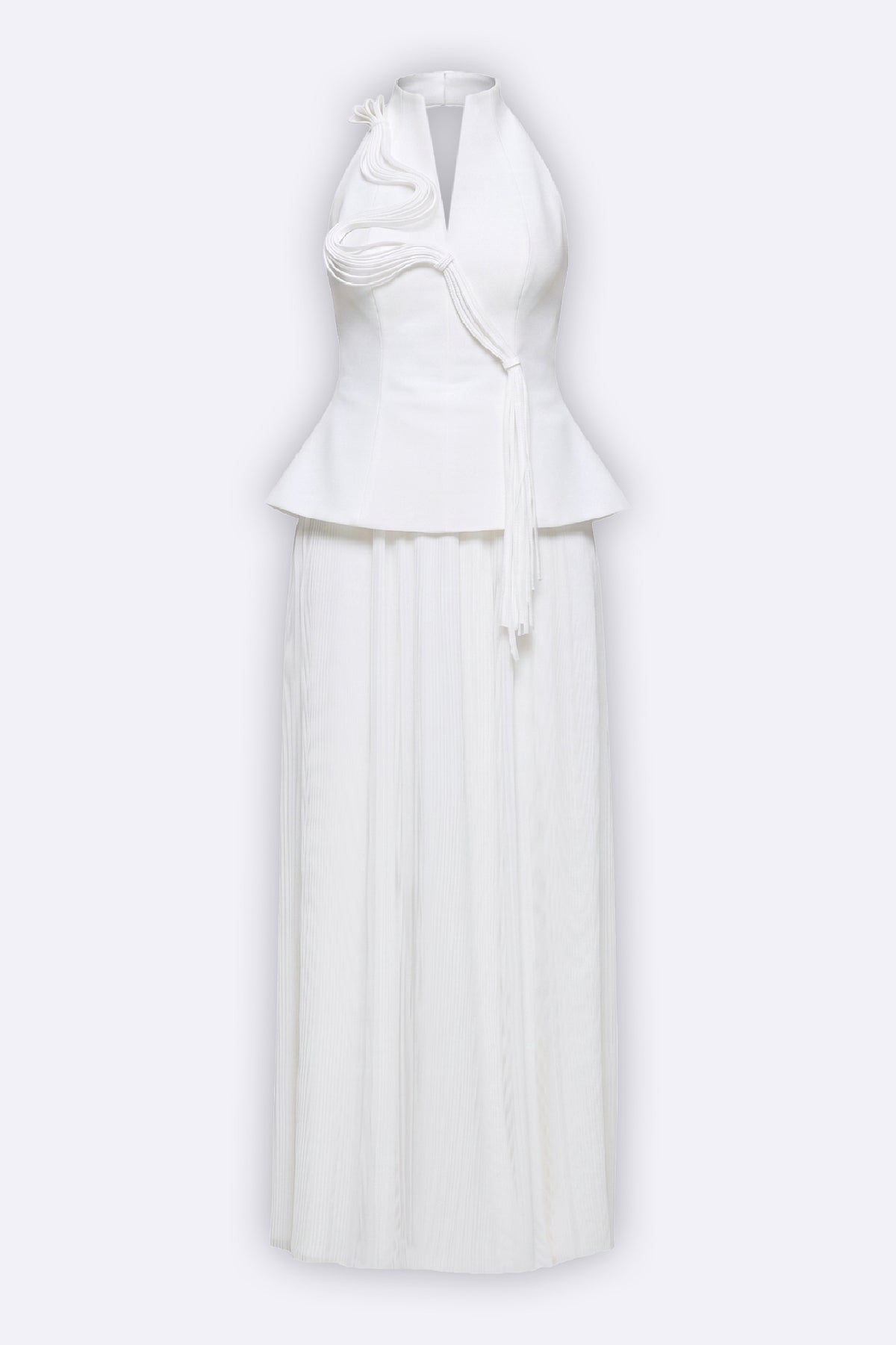 Sculpted Halter Pleated Gown
