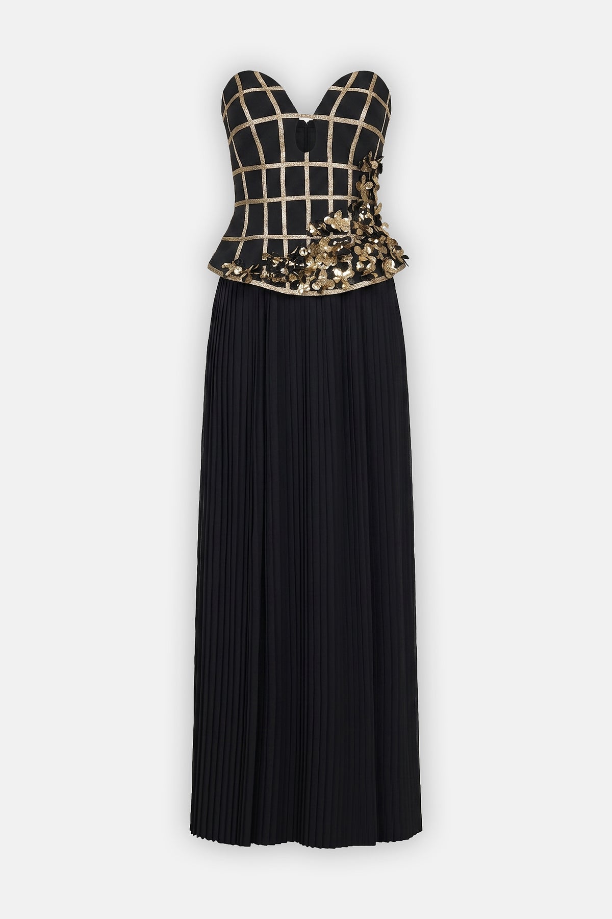 Embellished Corset Pleated Gown