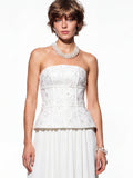 The Celestial Lace Corset Pleated Gown