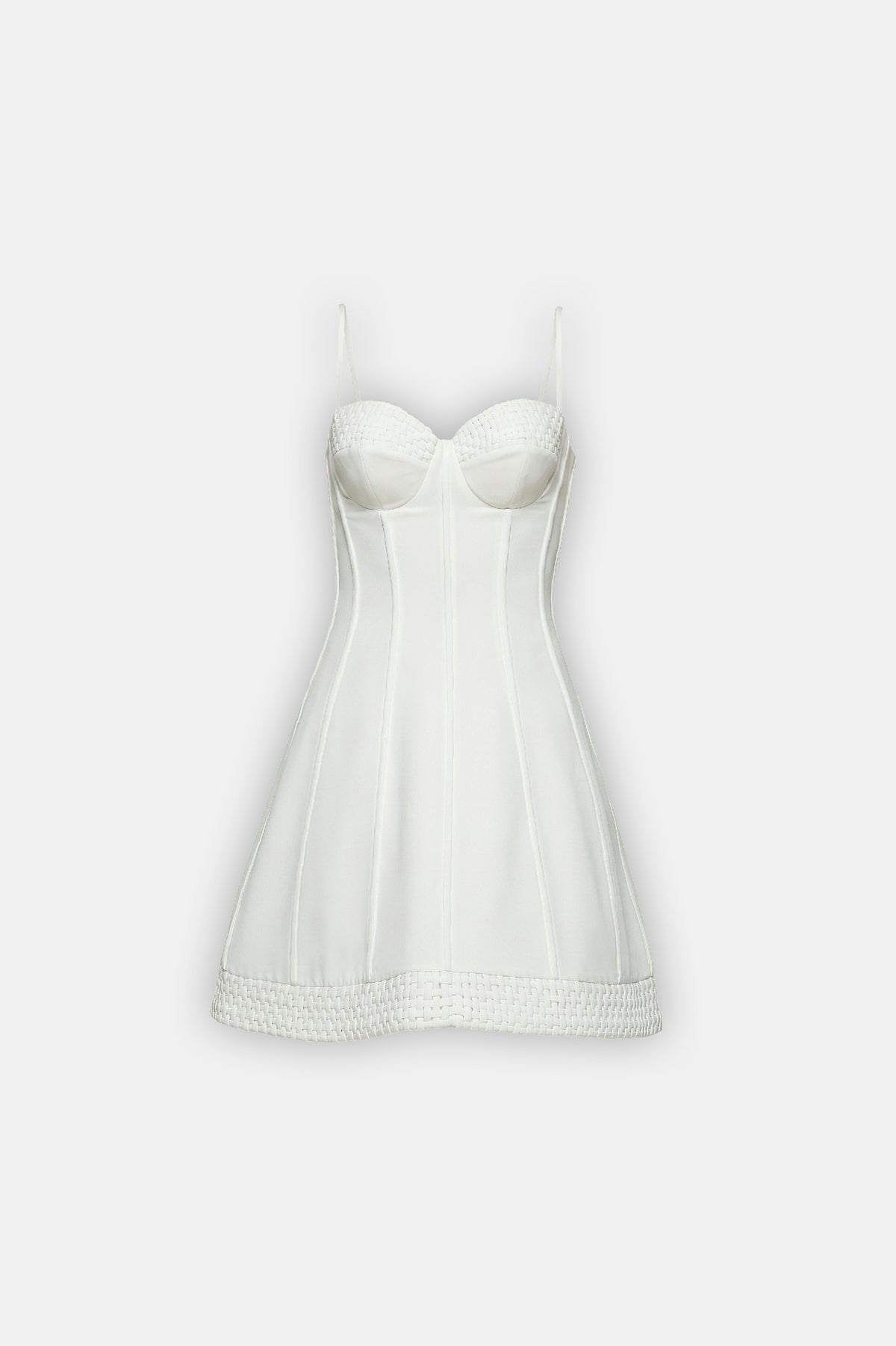 The Sculptural Artisanal Braided-Trim Mini Dress