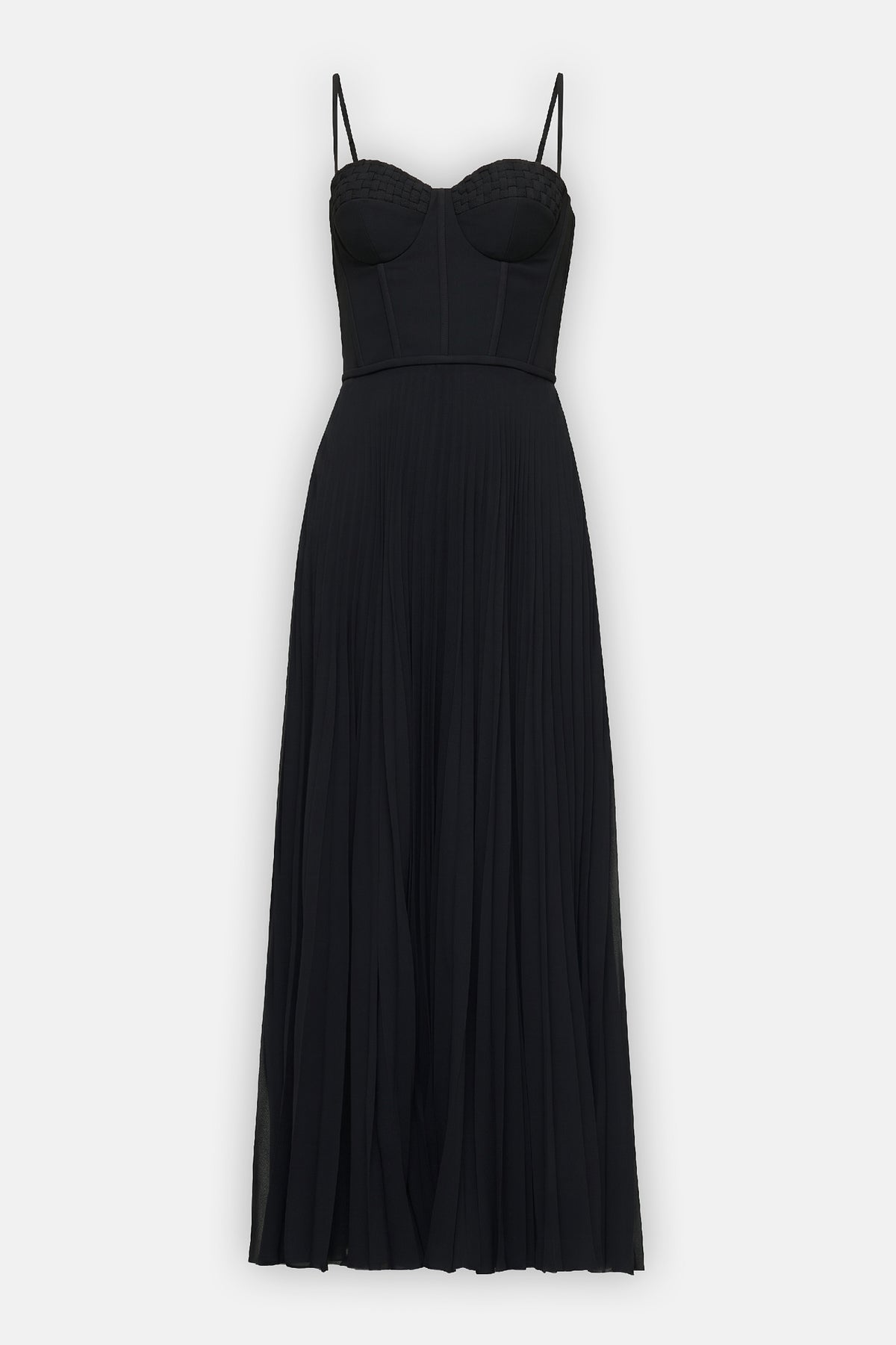 Woven Sweetheart Pleated Gown