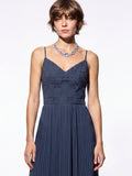 Woven Bodice Pleated Gown
