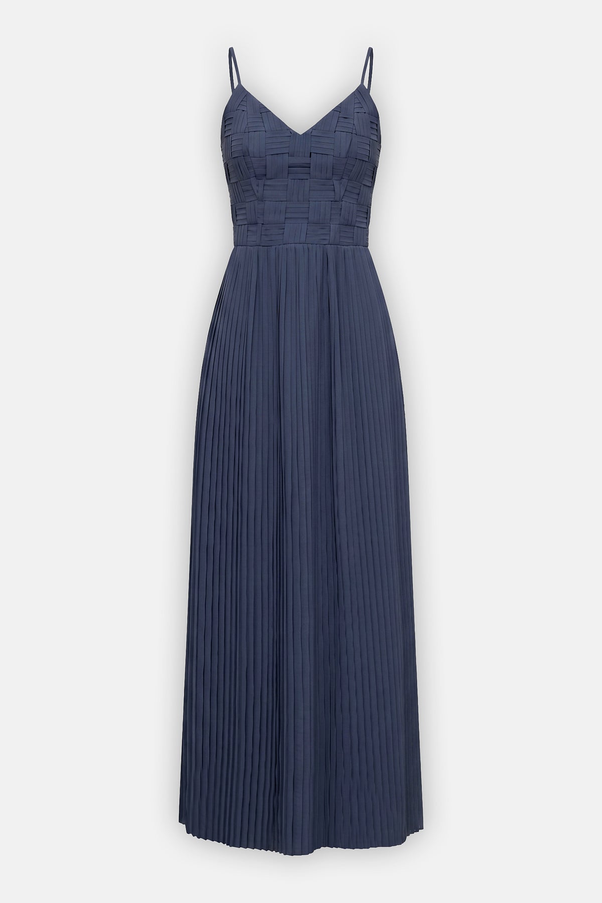 Woven Bodice Pleated Gown