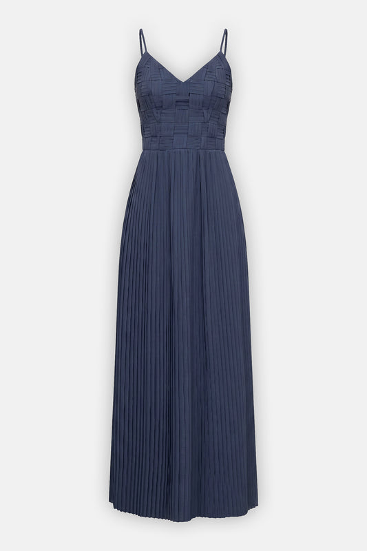 Woven Bodice Pleated Gown
