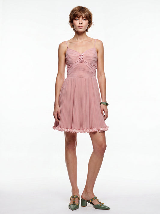 The Dusty Rose Pleated Mini Dress