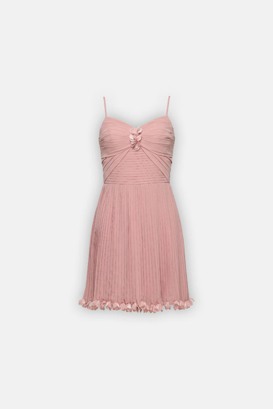 The Dusty Rose Pleated Mini Dress