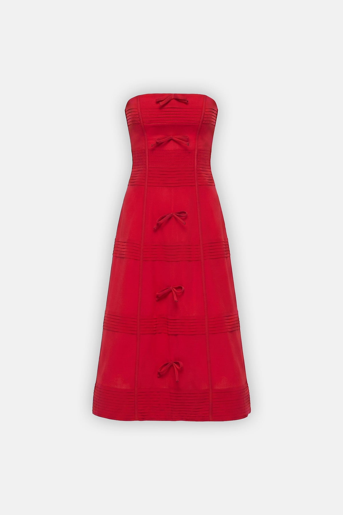 Bow-Detail Pleated Midi Dress