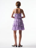 Bow-Detail Tiered Mini Dress