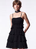 Bow-Detail Tiered Mini Dress