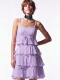 Bow-Detail Tiered Mini Dress