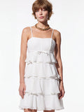 Bow-Detail Tiered Mini Dress