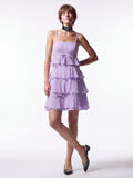 Bow-Detail Tiered Mini Dress