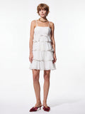 Bow-Detail Tiered Mini Dress