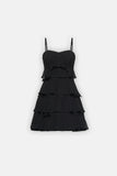 Bow-Detail Tiered Mini Dress