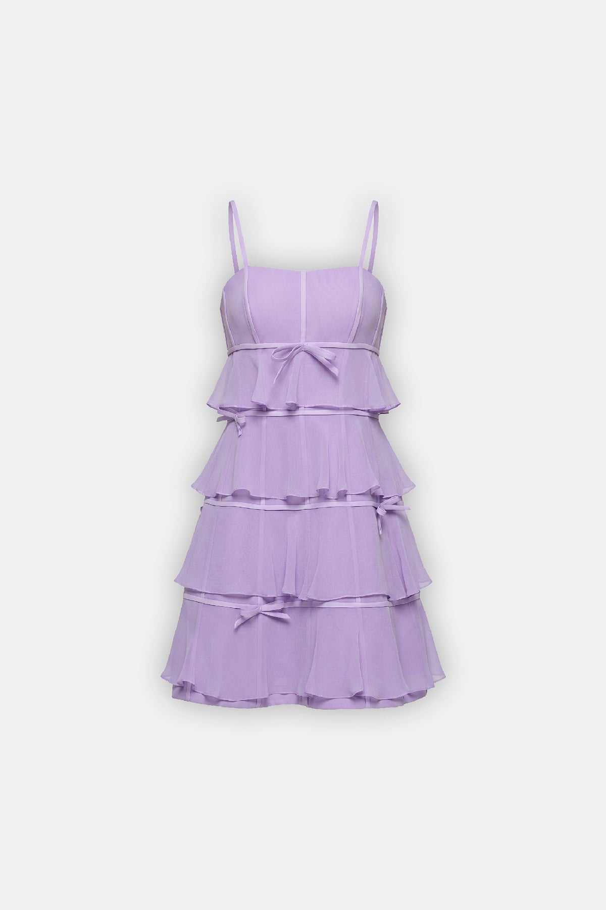Bow-Detail Tiered Mini Dress