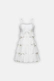 Bow-Detail Tiered Mini Dress