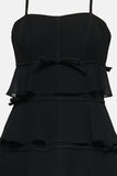 Bow-Detail Tiered Mini Dress
