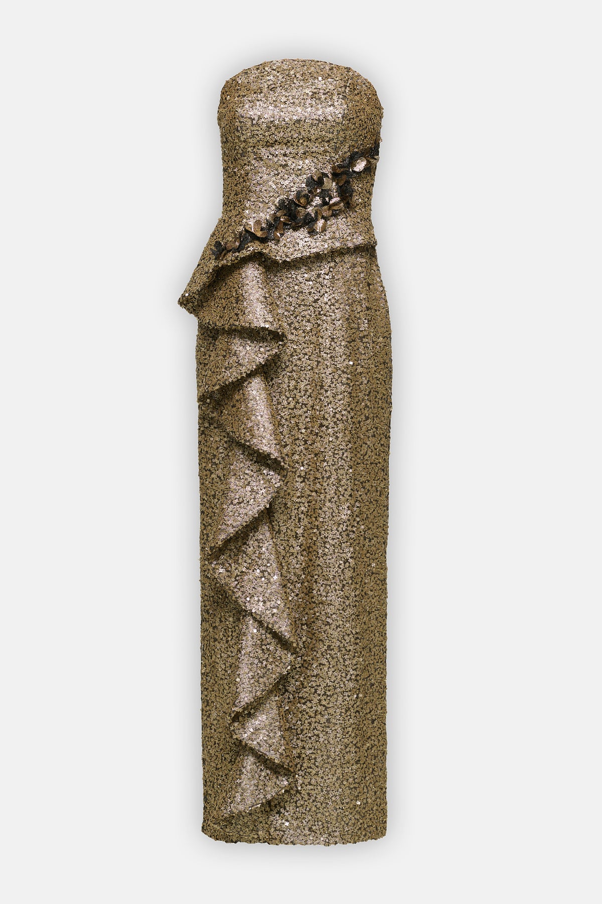 Sequin Ruffle Column Gown