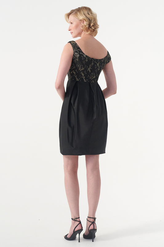 Taffeta and Jacquard Short Dress