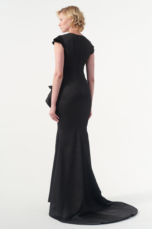 Structured Ruffle Detailed Satin Dress